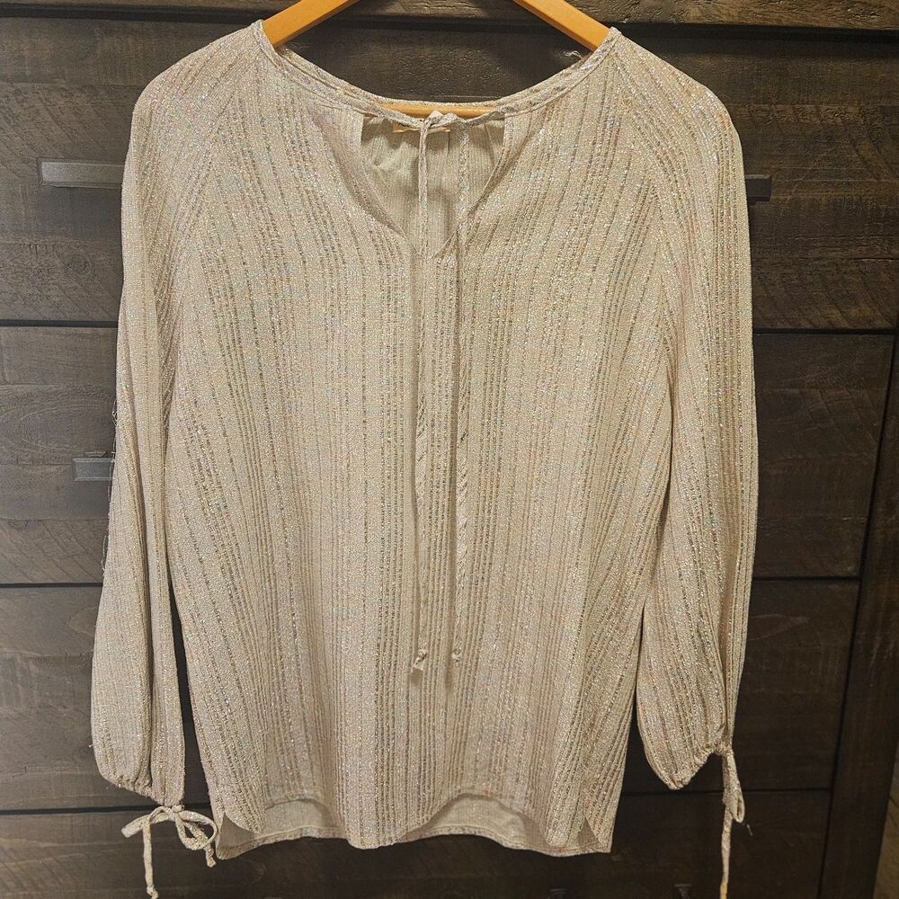 Vintage 1970s Donald Howard Metallic Disco Peasant Blouse